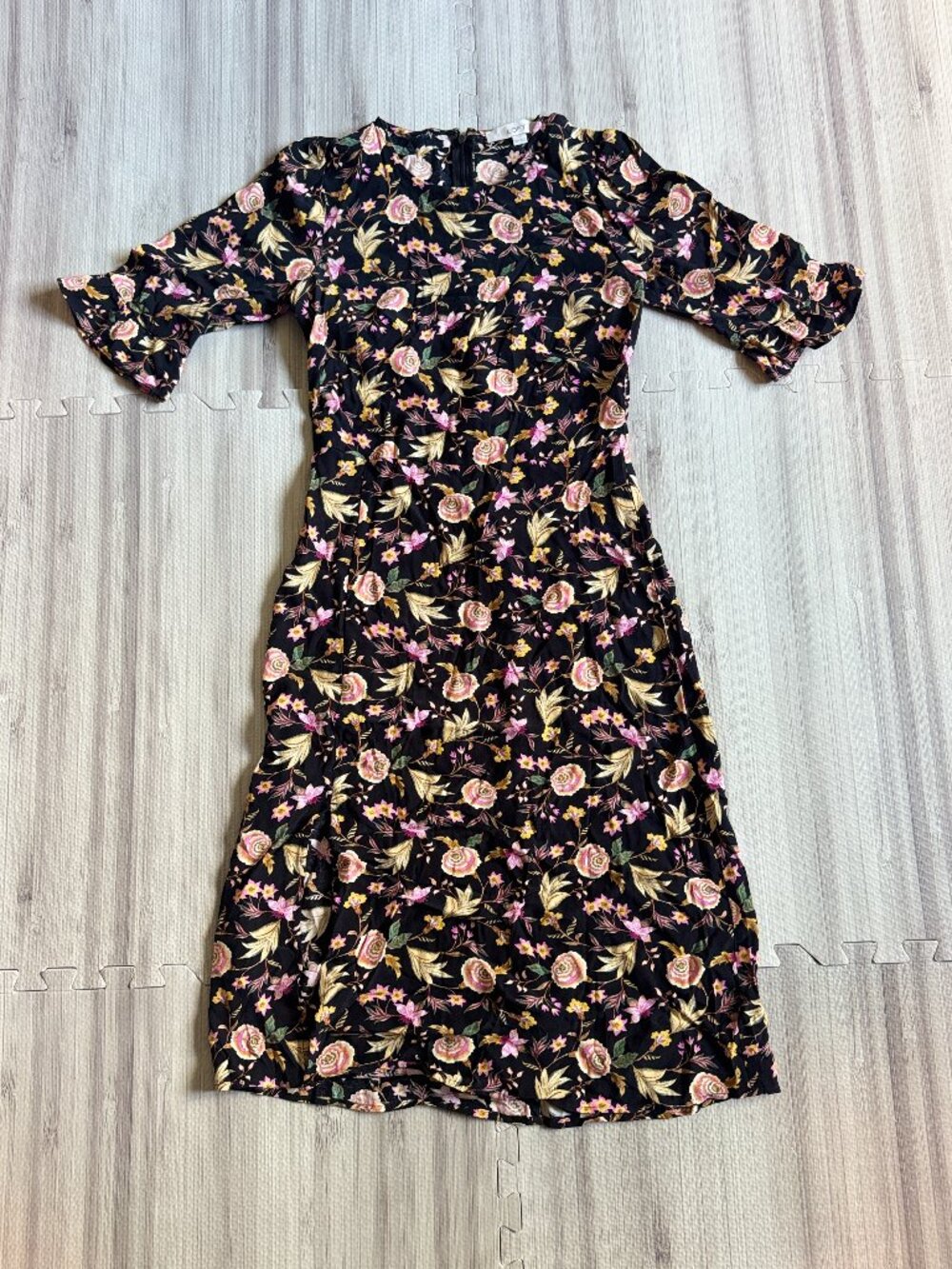 Loft Women's Floral Midi Ruffle Sleeve Dress